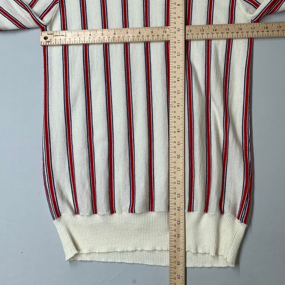 Madelein Thompson Women Sweater L Cream Red Stripe Cashmere Silk Crewneck - Picture 7 of 12